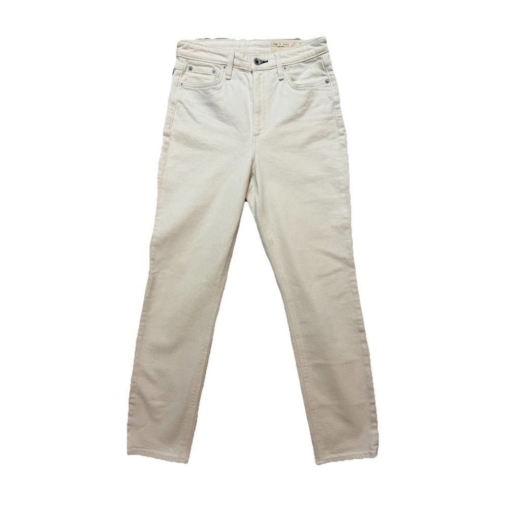 Rag & Bone Nina High Rise Ankle Slim Straight Cigarette Jeans WM's Ivory 27 NWT